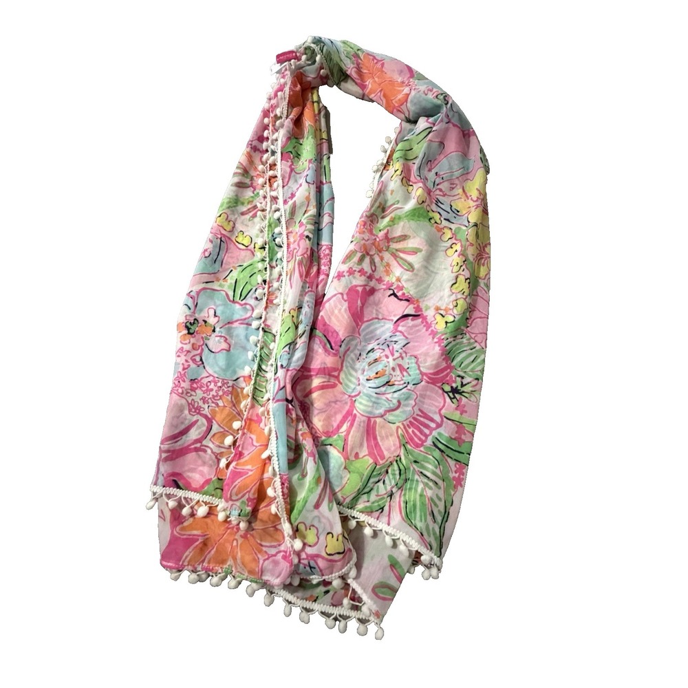 Lilly Pulitzer for Target Beach Coverup Wrap 72"x44" with White Pom Pom Trim‎
